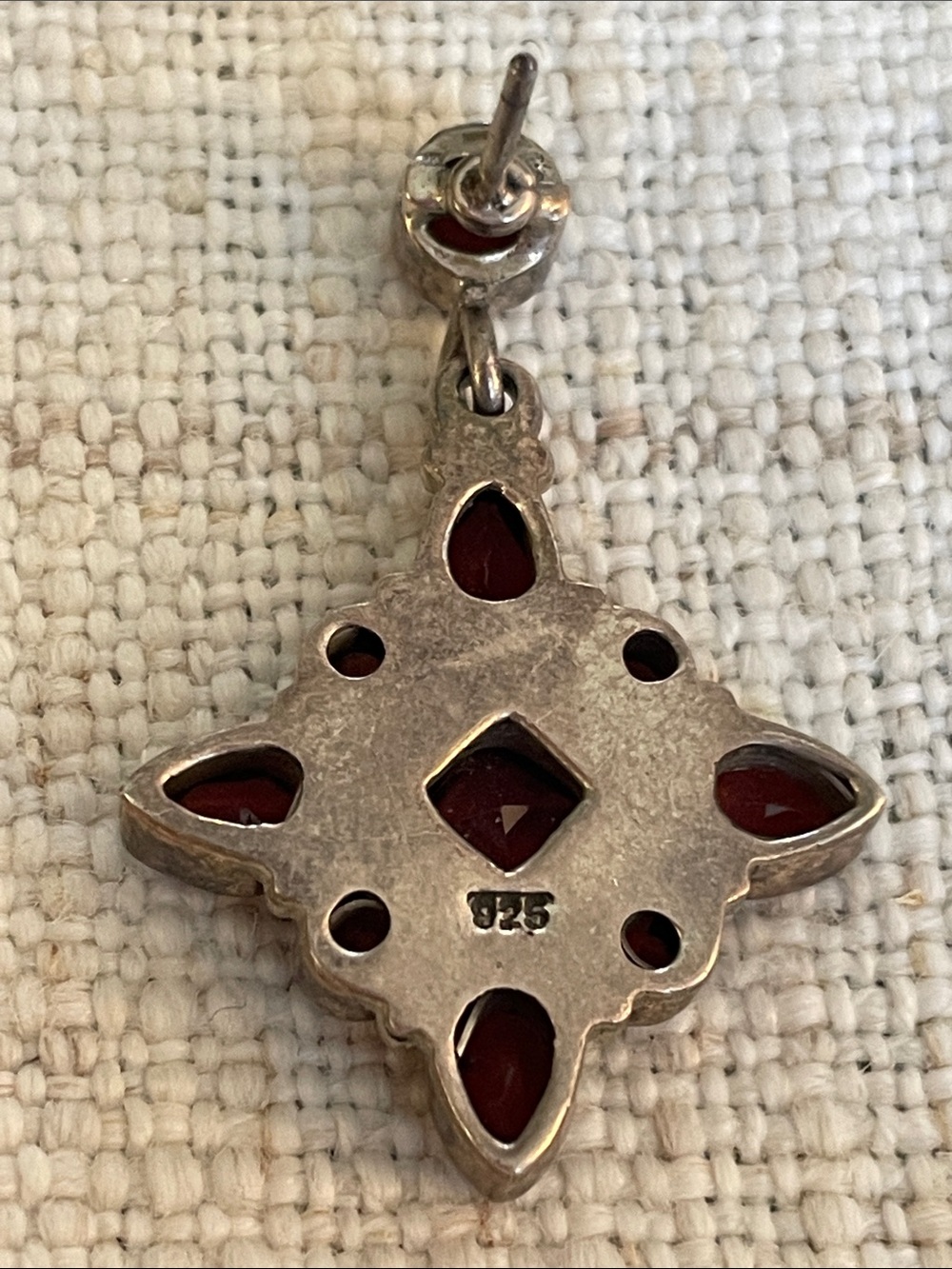 Sterling Silver Red Garnet Earrings - Picture 8 of 9
